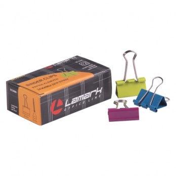 Зажим д/бумаг 3,2см 12шт/уп. цветные"Lamark"  BC0689