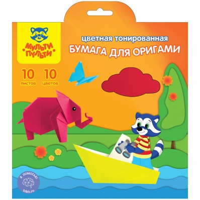 Бумага цв. д/оригами двухст. 10цв/10л. "Приключения Енота" Мульти-Пульти БтО10_11100