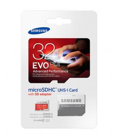 Карта памяти MicroSDHC 32Gb SAMSUNG  EVO Plus, Class10 UHS-I U1 95Mb/s + Адаптер, RTL