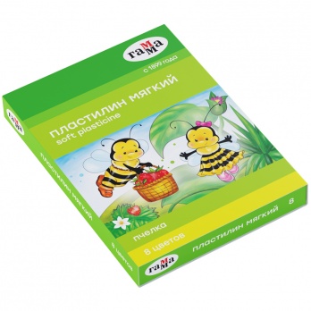 Пластилин 8цв. "Гамма. Пчелка" воск., 120гр, со стеком, в к/к   280038