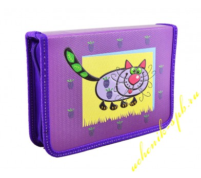 Пенал с вклад. "Кот с ежевикой" серебро+объем  81П32В