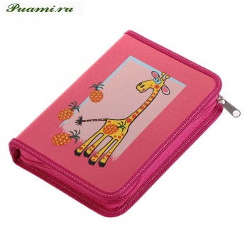 Пенал с вклад. "Жираф с ананасами" серебро+объем  81П32В