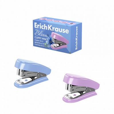 Степлер 24/6, 26/6  "Clippy Mini Pastel Bloom" на 15л., ассорти   ЕК61742