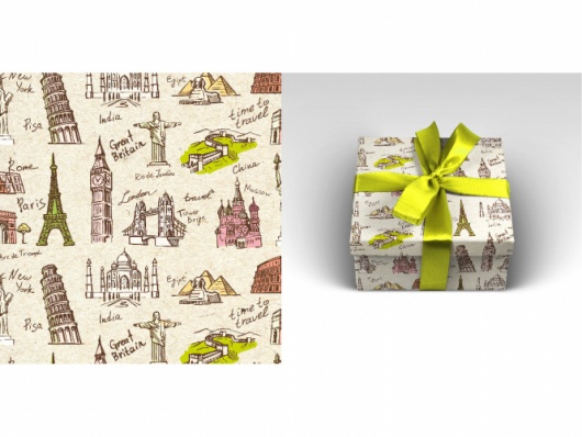 Бумага упаковочная 70*100см  "Время путешествовать" УБ-3644