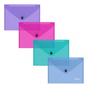 Папка-конверт с кнопкой С6 Glossy Vivid  полупрозр. ассорти ЕК 47122