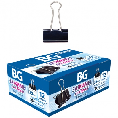 Зажим д/бумаг 2,5см 12шт/уп. BG черный  Z257488