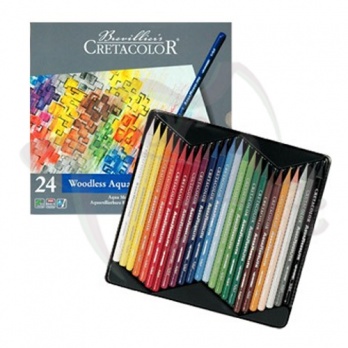 Набор профессиональных акварельных карандашей без деревянной оболочки "AQUA MONOLITH", 24 цвета, в металлической коробке