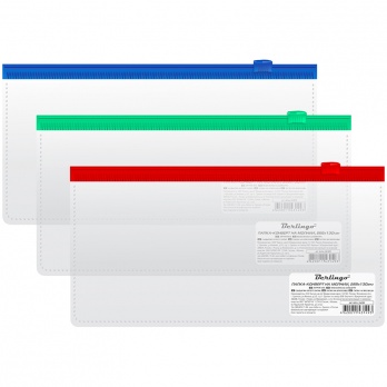 Папка на молнии "Евро" пpозpачн., 110мкм, ассорти AKm_06109