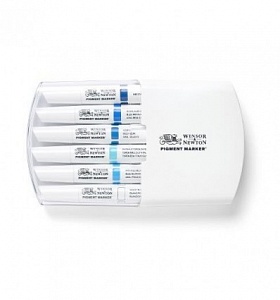 Набор пигментных маркеров "Pigment Marker", 6 цветов, голубые оттенки