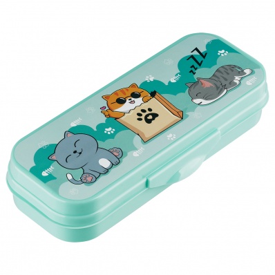 Пенал-футляр, 215*90*43 СТАММ "Коты", бирюзовый  ПН-32107