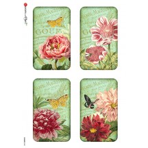 Бумага д\декупажа "Love2art" "Цветы", рисовая  32*22,5 см (мини ярлычки)