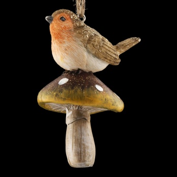 Украшение Птичка на грибе 8 см ЕК 45899