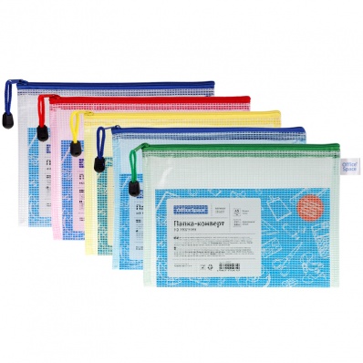 Папка на молнии А5 прозрачная ПВХ, сетка, 250мкм 285837