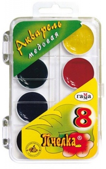 Акваpель 8цв. "Гамма. Пчелка" медовая, б/к, пл. уп. 212068