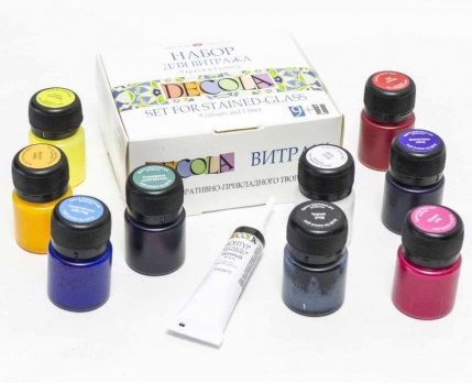 Набор акриловых витражных красок 9*20мл  Decola