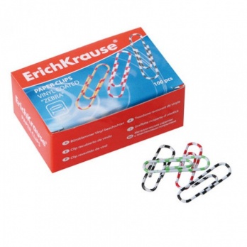 Скрепки 28мм цветные "зебра" 100шт/уп.  ЕК 24873