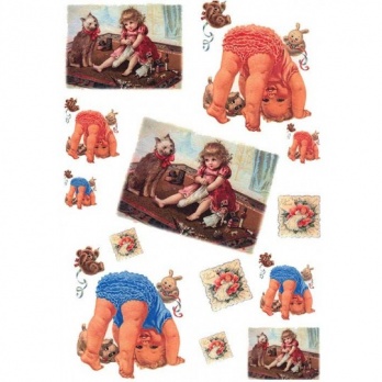 Бумага д\декупажа "Love2art" "Игривый малыш", рисовая  32*45,5 см