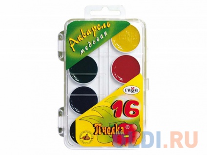 Акваpель 16цв. "Гамма. Пчелка" медовая, б/к, пл. уп.   212042