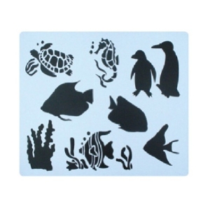 Трафарет, №26 (пингвины, рыбы),  25,5 х 20,5 см, пластиковый