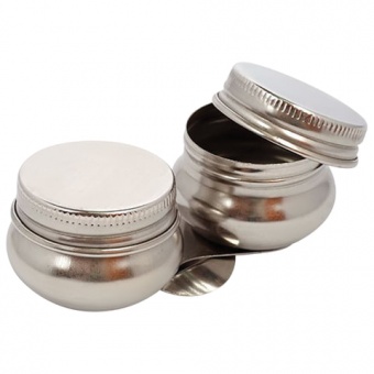 Масленка металлическая "Сонет" двойная с крышкой, диаметр 4,2см, высота 3,5см