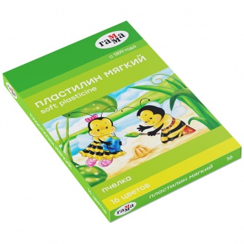 Пластилин 16цв. "Гамма. Пчелка" воск. мягк., 240гр, со стеком, в к/к   280030Н