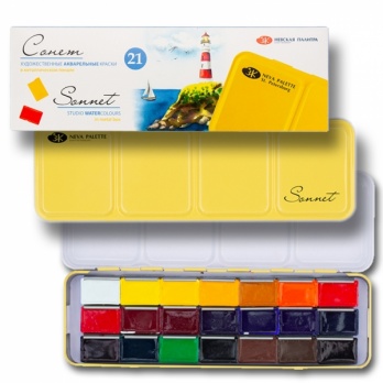 Н-р акварельных красок "Сонет", 21 цв. в метал. пенале  351101514