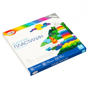Пластилин 24цв. "Гамма. Классический" 480гр со стеком в к/к  281036