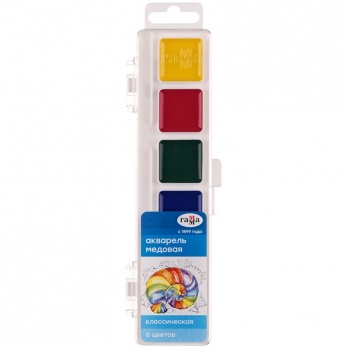 Акварель 6цв. "Гамма. Классическая", медовая, б/к, пластик.уп.1009191