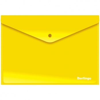 Папка-конверт с кнопкой А4 180мкм непрозрачная, желтая АКк_04405