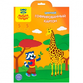 Картон цв. гофрир. А4 5цв/5л. "Приключения енота" Мульти-Пульти  КГ5А4_11094