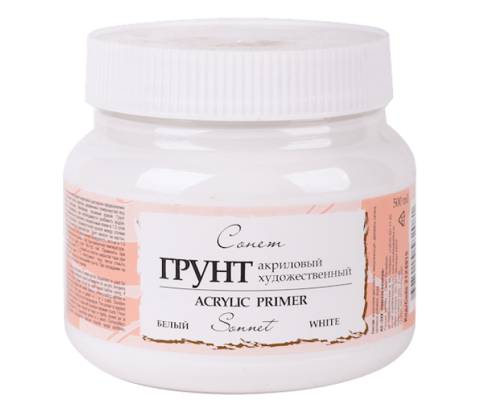 Грунт акриловый худ. белый 500мл  Сонет ЗХК 2124915