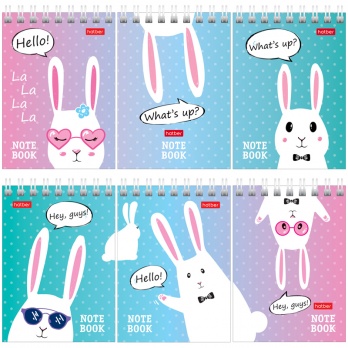 Блокнот А7 40л. на греб. "Прикольные зайцы" 40Б7В1гр