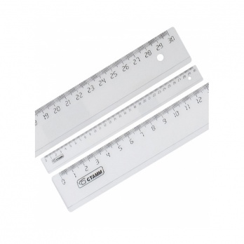 Линейка 30см прозрачная б/цв.  ЛН33