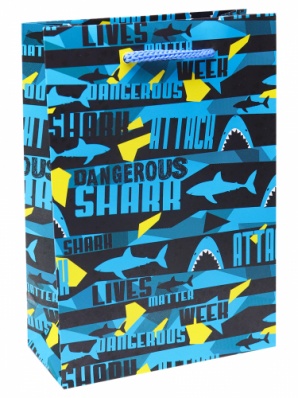 Пакет бум./ламин. 18*23см  "Внимание! Акулы" ПКП-3553