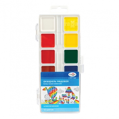 Акваpель 12цв. "Гамма. Классическая" медовая, б/к, пл. уп. 1009194
