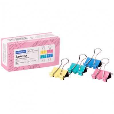 Зажим д/бумаг 1,9см 12шт/уп. цветной BCLC19_19356