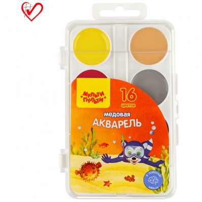 Акваpель 16цв. "Енот в Красном море" пласт. уп. б/к  АП_10706