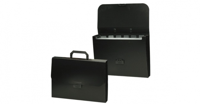 Портфель А4 пласт. 13 отд. черный  ЕК 50437