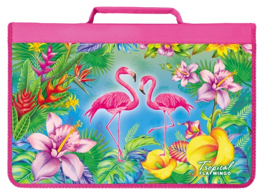 Папка д/труда А4 на молнии с ручками "Тропический фламинго"  81Тр44р_1200
