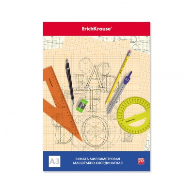 Бумага миллиметровая  А3 20л. оранжнвая в папке ЕК 49726