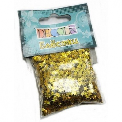 Блестки декоративные звезды Декола, золото майя радужное, 4мм, 20г