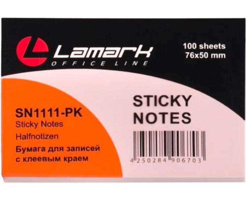 Бумага с клеев. краем 51*76мм 100л. розовая пастель "Lamark" SN1111-PK