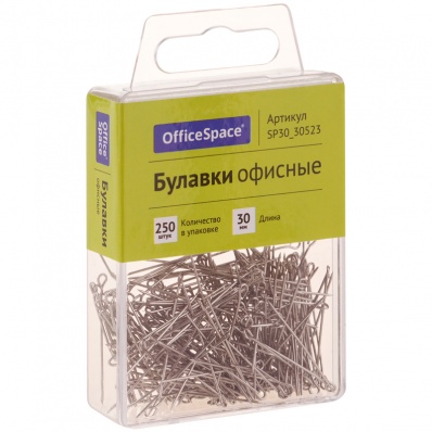 Булавки офисные OfficeSpace, 30мм, 250 шт. SP30_30523