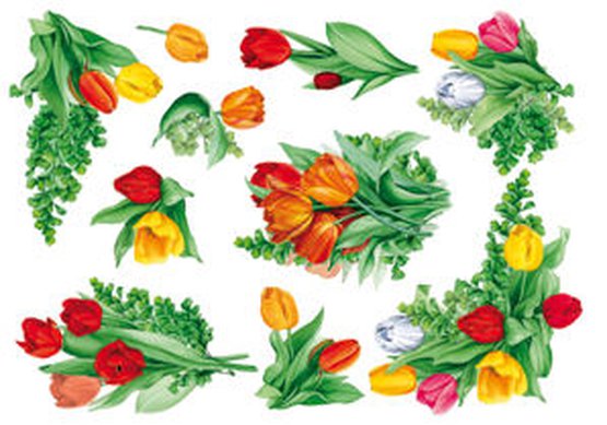 Бумага рисовая для декупажа "Тюльпаны", 25г/м2, 35х50см