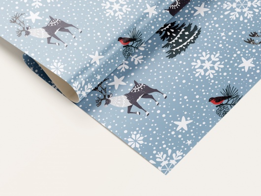 Бумага упаковочная 70*100см "Зима в лесу" УБ-6498