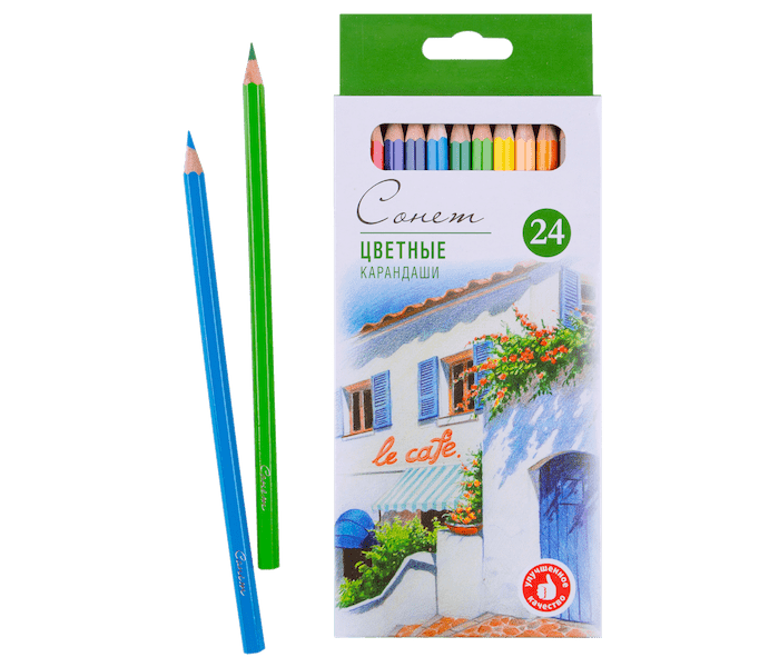 Н-р профессиональных цвет. карандашей "Сонет", 24 цвета