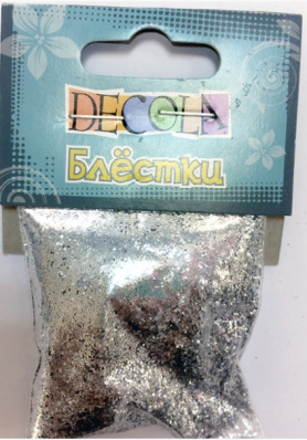 Блестки декоративные Декола, серебро,  0,2 мм, 20гр