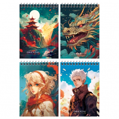 Блокнот А6 80л. кл. на греб. "Аниме", твердая обложка Бт6гр80_лг 12782