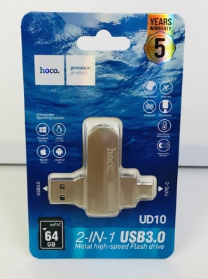 Флэш накопитель 64Gb Hoco Wise UD10 USB 3.0 Type-C (серебро)