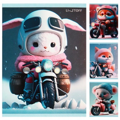 Тетрадь 40л. кл. "Пушистые мотоциклисты" 5 видов  ТК408643